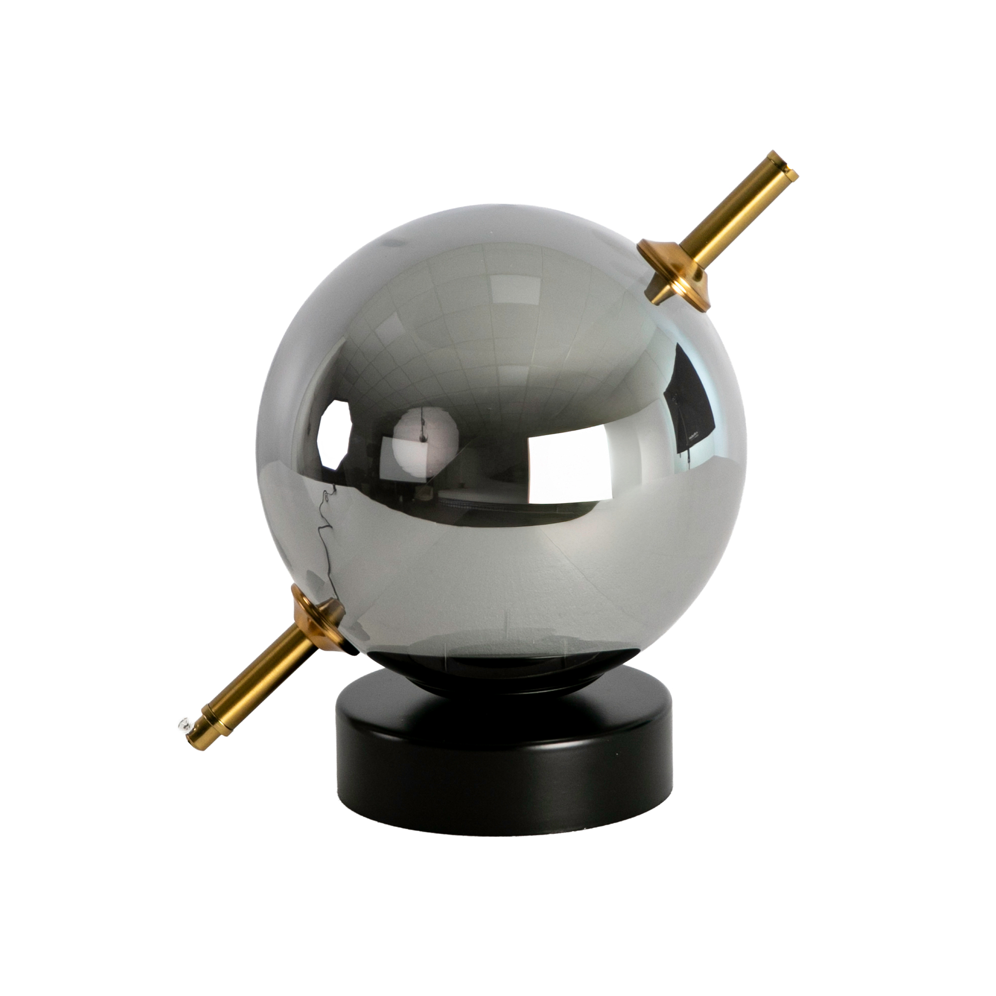 Lámpara sobremesa cristal efecto espejo fumé gris y acero negro Lámpara sobremesa cristal efecto espejo fumé gris y acero negro