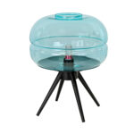 Lámpara sobremesa cristal azul y acero negro