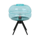 Lámpara sobremesa cristal azul y acero negro