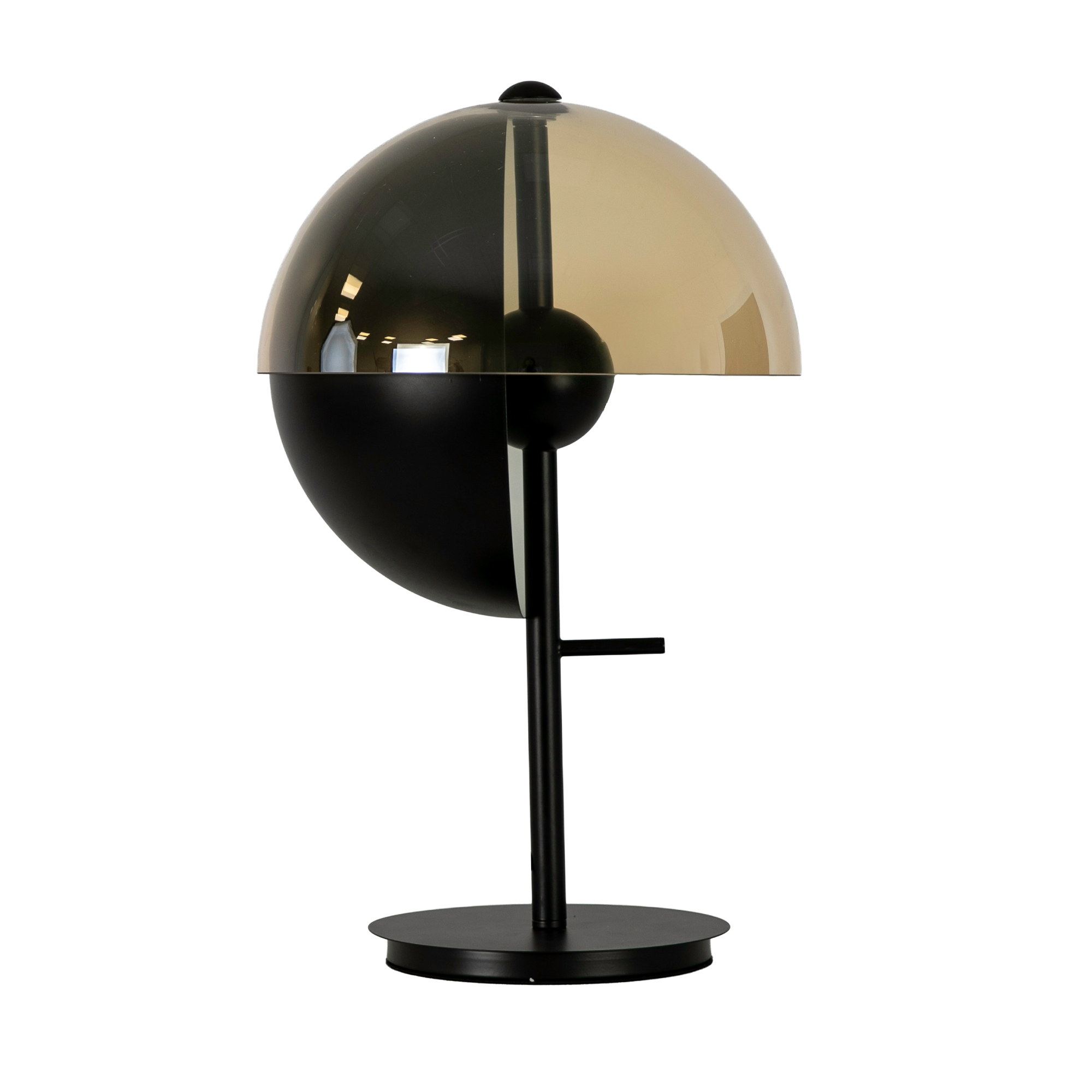Lámpara sobremesa cristal fumé ámbar y acero negro y blanco con base de acero negro Lámpara sobremesa cristal fumé ámbar y acero negro y blanco con base de acero negro