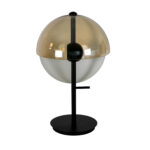 Lámpara sobremesa cristal fumé ámbar y acero negro y blanco con base de acero negro