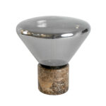Lámpara sobremesa cristal efecto espejo fumé gris y mármol porcelánico