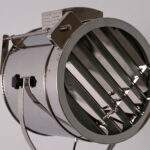 Chrome steel and black steel floor lamp