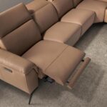 Sofá chaise longue relax modular derecho piel marrón