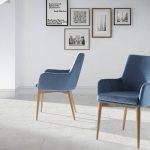 Chair upholstered in fabric with structure in Walnut color