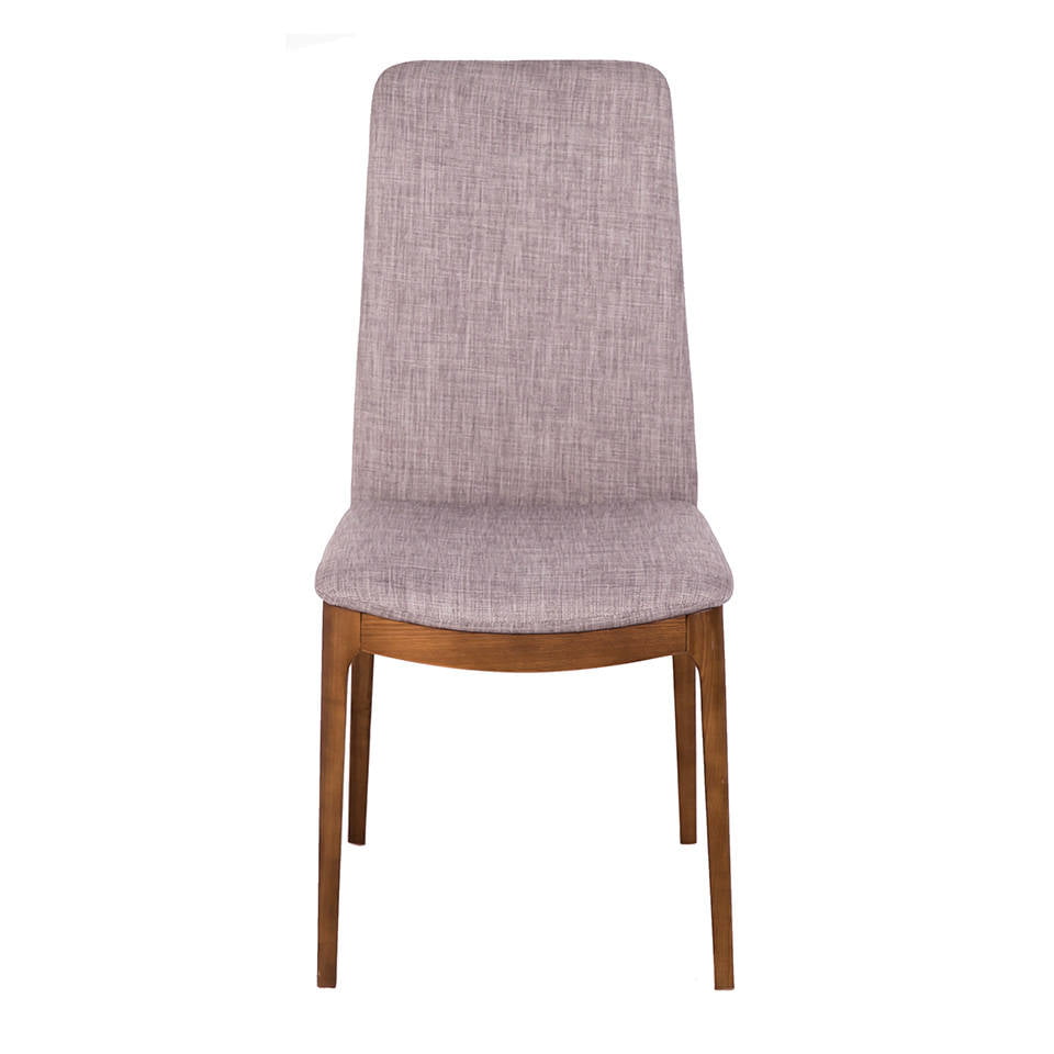 Upholstered chair with wood structure in walnut color. Upholstered chair with wood structure in walnut color.