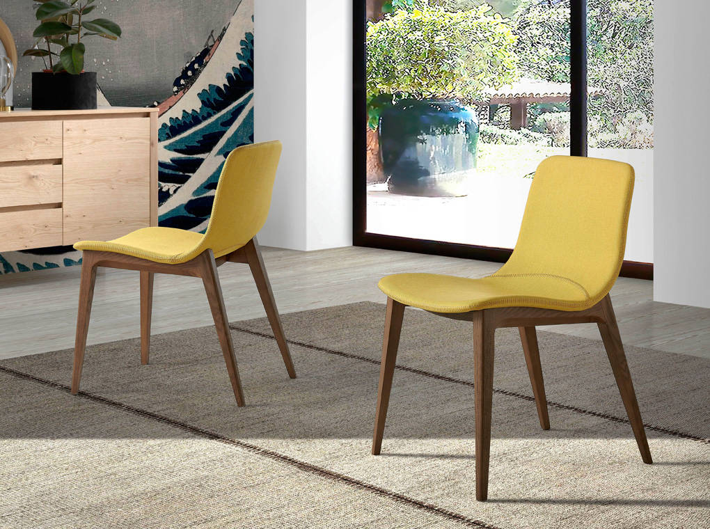 Chair in walnut veneered wood and upholstered seat Chair in walnut veneered wood and upholstered seat