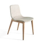 Chair upholstered in fabric with structure in Walnut color