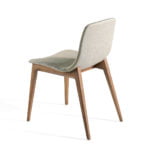 Chair upholstered in fabric with structure in Walnut color