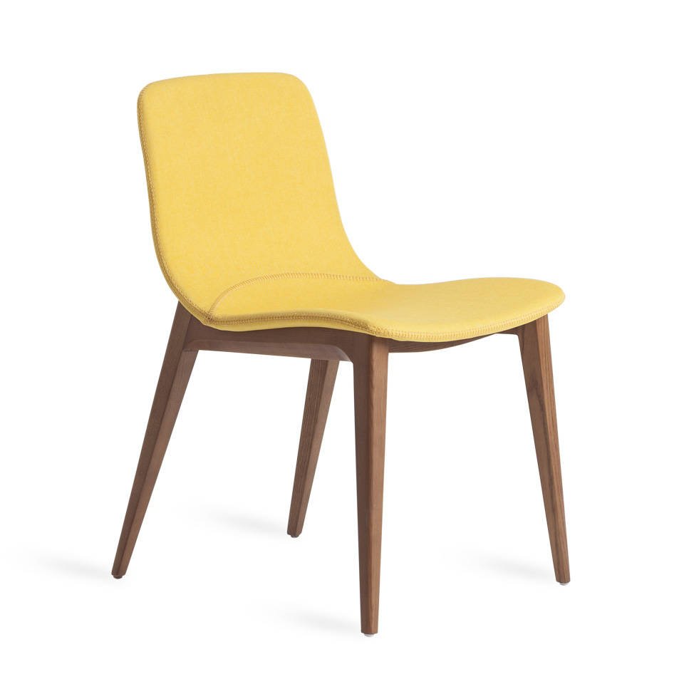 Chair in walnut veneered wood and upholstered seat Chair in walnut veneered wood and upholstered seat