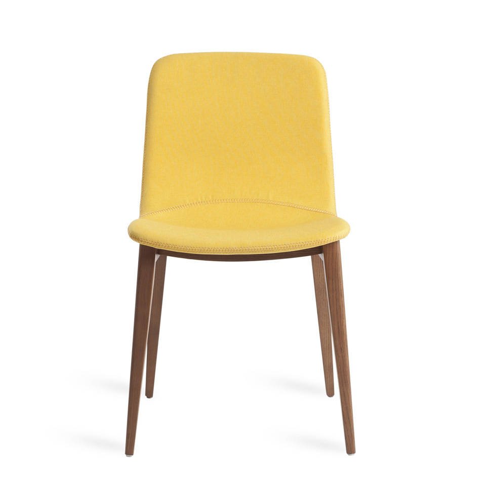 Chair in walnut veneered wood and upholstered seat Chair in walnut veneered wood and upholstered seat
