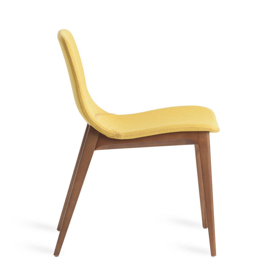 Chair in walnut veneered wood and upholstered seat Chair in walnut veneered wood and upholstered seat