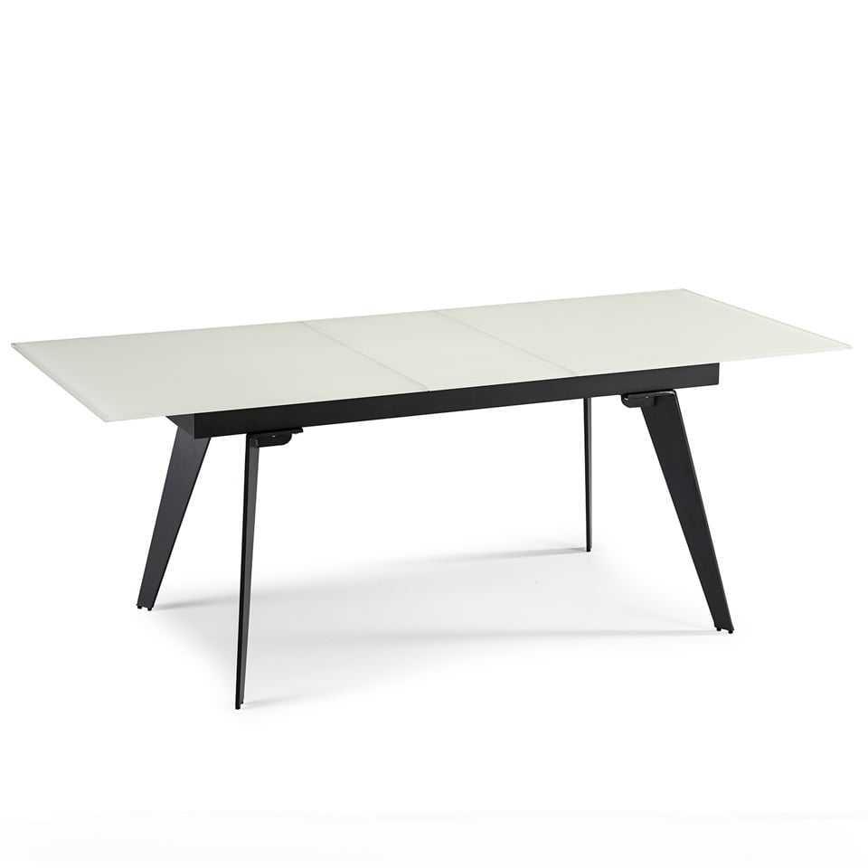 Dining table with extendable center made of stainless steel painted in black Dining table with extendable center made of stainless steel painted in black