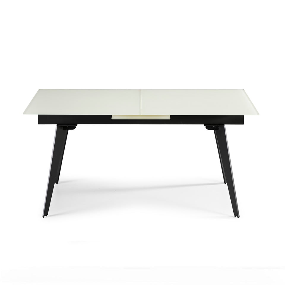 Dining table with extendable center made of stainless steel painted in black Dining table with extendable center made of stainless steel painted in black