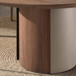 Round dining table walnut and metallic sand steel