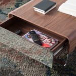 Walnut wood and chrome steel coffee table