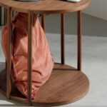 Walnut round wood corner table