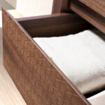 Grand buffet en noyer et acier métallisé foncé