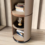 Walnut and mink leatherette shelf