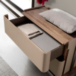 Mink leather, walnut and stainless steel coat rack