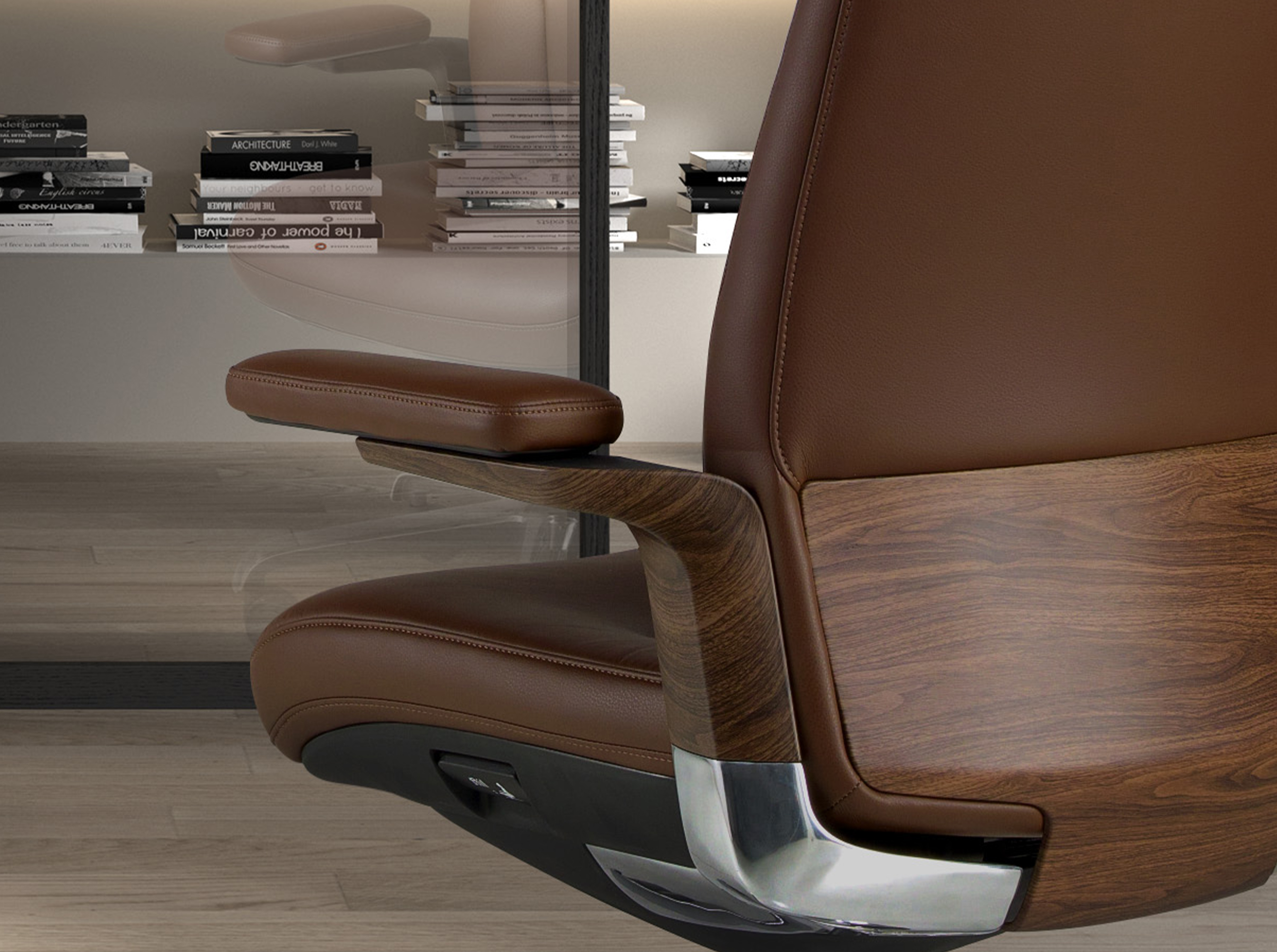 Офисное кресло-вращалка из коричневой кожзаменителя Офисное кресло-вращалка из коричневой кожзаменителя