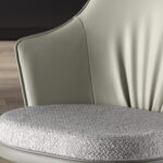 Sgabello girevole in tessuto grigio screziato e similpelle grigio scuro