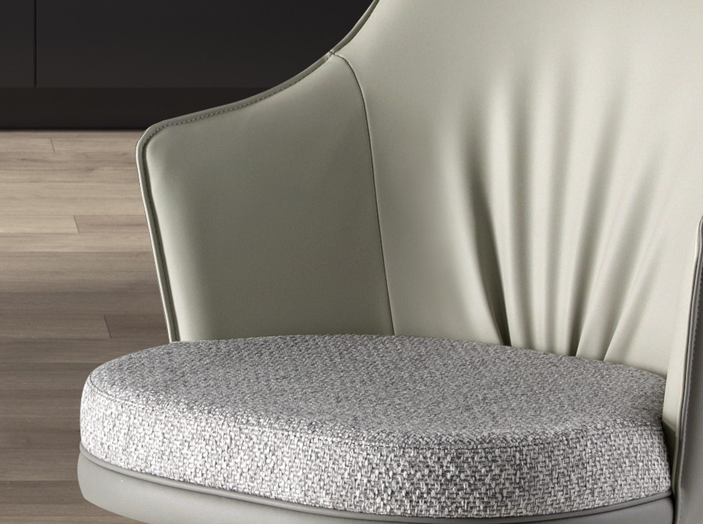 Sgabello girevole in tessuto grigio screziato e similpelle grigio scuro Sgabello girevole in tessuto grigio screziato e similpelle grigio scuro