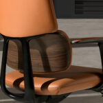 Swivel office chair in brown leatherette