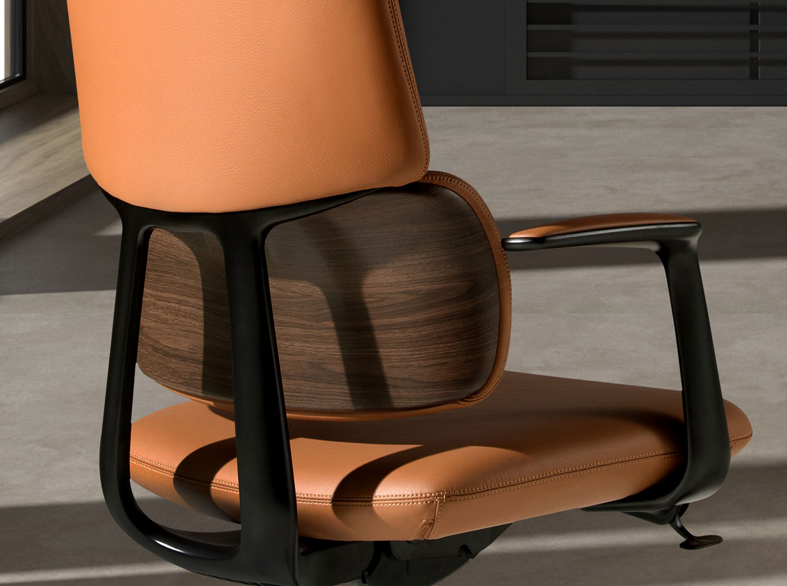 Swivel office chair in brown leatherette Swivel office chair in brown leatherette