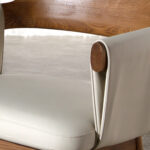 Walnut and cream leatherette chair