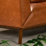 3-seater sofa upholstered in leather with Walnut wood legs