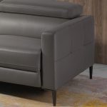 Chaise longue sofa upholstered in leather with electric relax mechanism