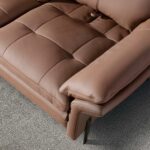 Brown leather 3-seater sofa