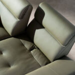 Olive green leather 2-seater sofa