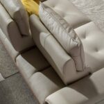 Grey taupe leather 3-seater sofa