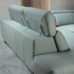 Sofá chaise longue relax izquierda piel verde turquesa