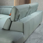 Sofá chaise longue relax derecha piel verde turquesa