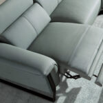 Sofá chaise longue relax derecha piel verde turquesa