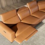 Brown leather modular relax corner sofa