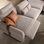 Canapé chaise longue relax modulable gauche tissu sable