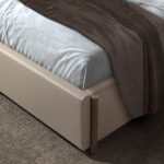 Lit en simili cuir couleur vison