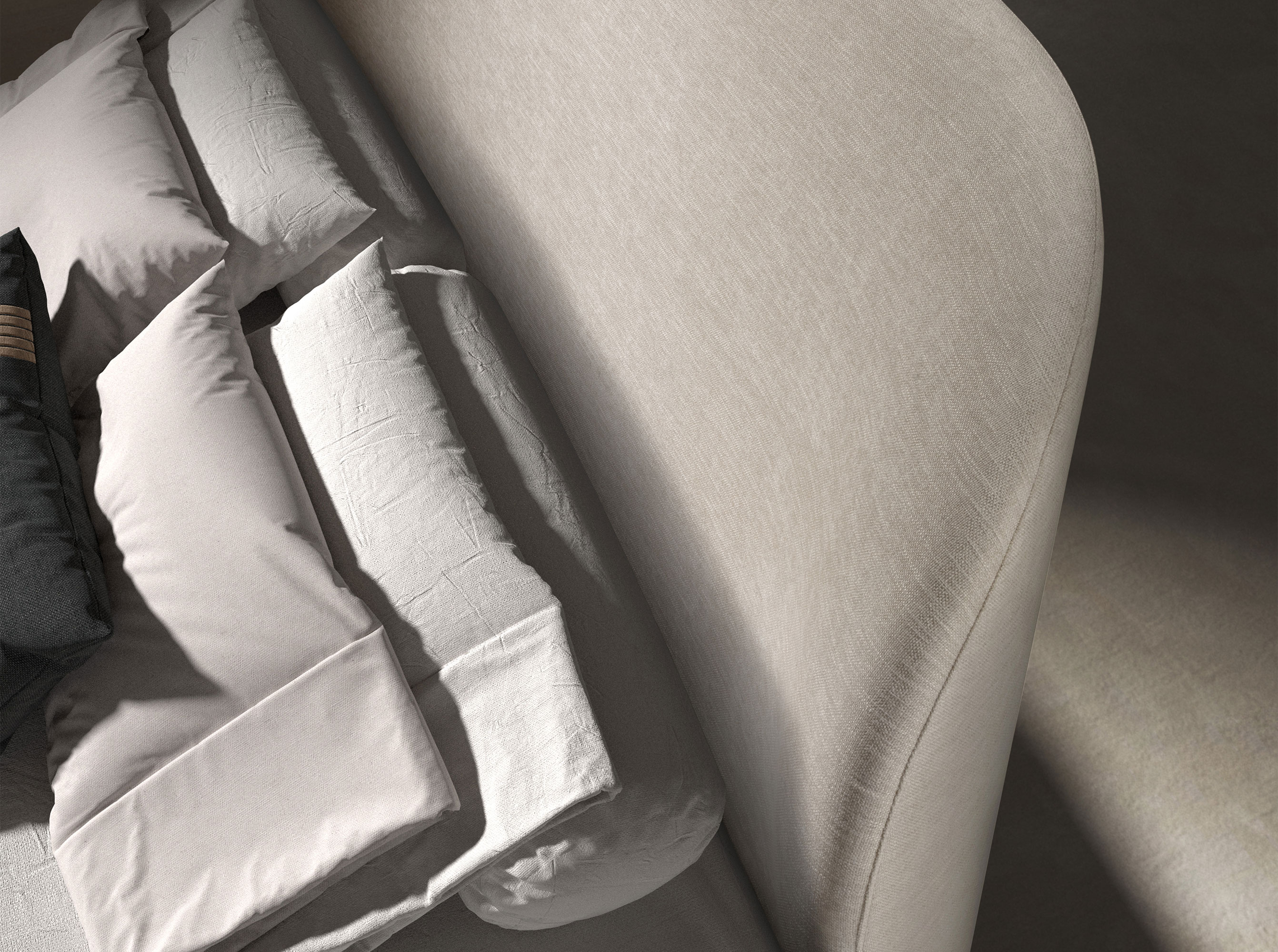 Lit en tissu gris clair Lit en tissu gris clair