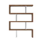 Walnut colored wooden shelf and chrome steel