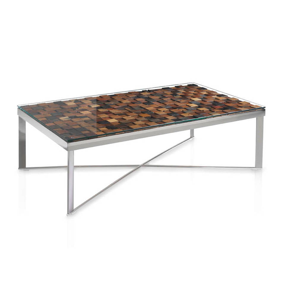 Steel centre table and recycled wooden cover. Steel centre table and recycled wooden cover.