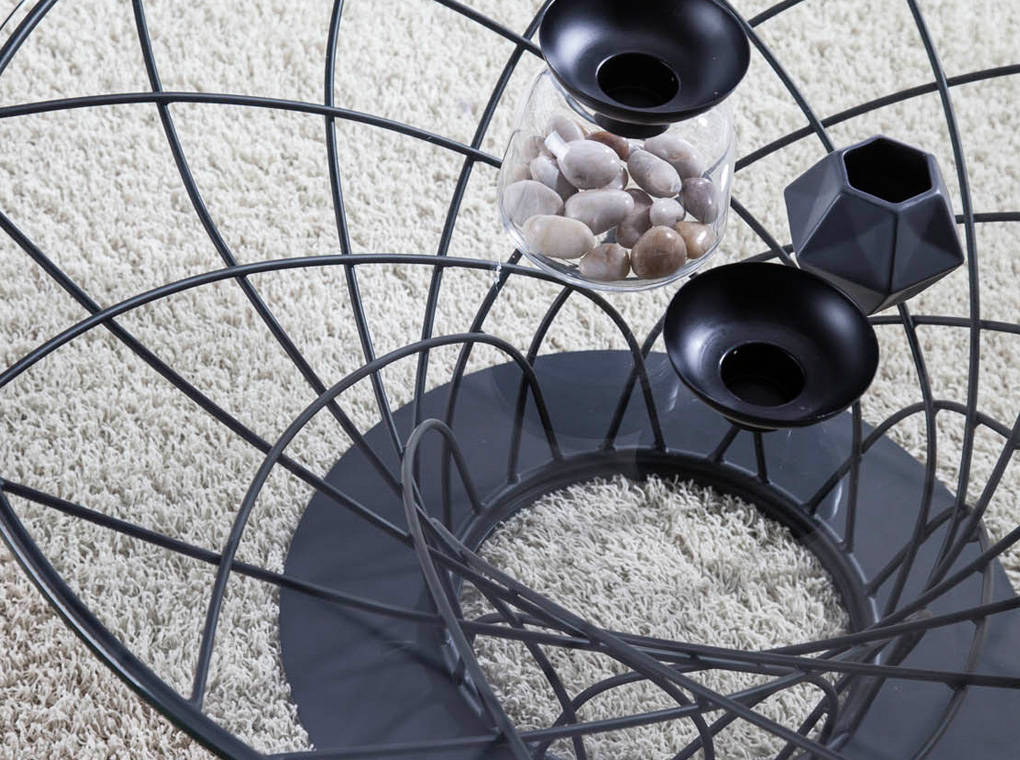 Coffee table manufactured in steel with tempered glass top Coffee table manufactured in steel with tempered glass top