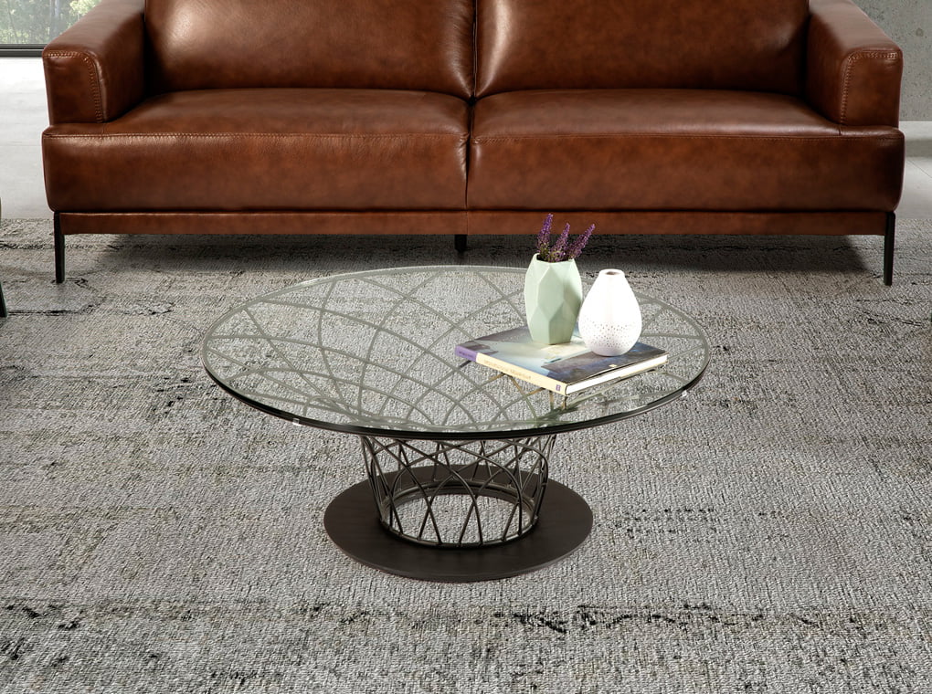 Coffee table manufactured in steel with tempered glass top Coffee table manufactured in steel with tempered glass top