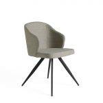 Chair upholstered in fabric with black steel legs