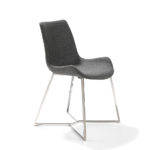 Chair upholstered in fabric with chrome steel legs