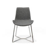 Chair upholstered in fabric with chrome steel legs