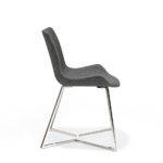 Chair upholstered in fabric with chrome steel legs